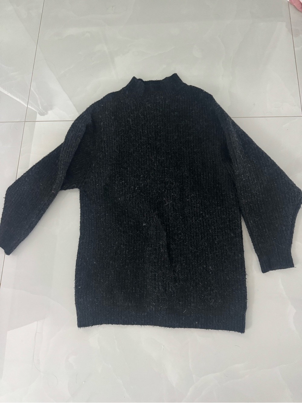 Zara Black Mock Neck Knit Sweater